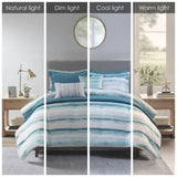 8 Piece Printed Seersucker Comforter and Quilt Set Collection Aqua Full/Queen B03597256