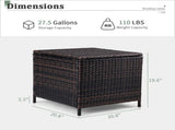 Outdoor PE Wicker Side Table with Storage, Patio Rattan End Table Square Container for Furniture 16033987