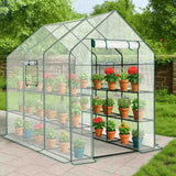 Large Walk-in Greenhouse with PE Cover & Side Windows, 12-Shelf Indoor Outdoor Portable Greenhouse 09109827
