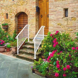 Handrails for Outdoor Steps, Iron Handrail Fits 3 Step, Transitional Handrail with Installation Kit, 69025255
