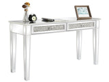 2-Drawer Modern Style Diamond-Embellished Computer Desk MDF Mirrored Entryway Table 42*15*29.92in 03566271