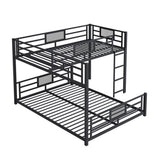 L-shaped Metal Twin over Full Size Bunk Bed, Black N709P196510B