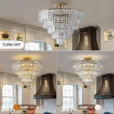 (Same as W1340102252/L5001) Gold Crystal Chandeliers,5-Tier Round Semi Flush Mount Chandelier Light W1340P189283