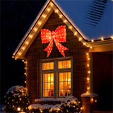 37" Christmas Bow Decoration 150 Warm LEDs, Red Fabric, Weatherproof, 2 Hanging Rings, Easy 91380992
