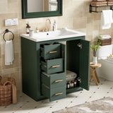 ZNTS 30'' Bathroom with Ceramic Sink Combo,Solid Wood Frame Bathroom Storage Cabinet, Freestanding N710P191970F