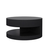 31.5'' Round Coffee Table,Modern Center Table with Storage,Vertical Stripe Design Coffee Table for W757P206007