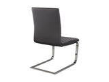 Sleek Contemporary Style Side Chairs Set of 2, Gray Faux Leather Diamond Pattern Stitching Chrome B011P220983