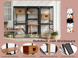 Outdoor Cat Enclosure Fir Wood Catio Outdoor Cat House Patio Cat Playpen with Sleeping Houses, N719P418377D