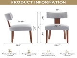 064-Set of 2 Linen Fabric Modern Armless Dining Chairs With Curved backrest and Solid Wooden Legs 42256414