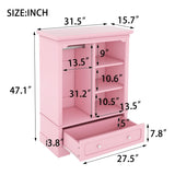 Open children's wardrobe with a hanging rod and open shelves, one large drawer, low design close to W1580P257497