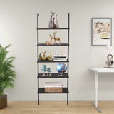 ZNTS 5-Shelf Wood Ladder Bookcase with Metal Frame, Industrial 5-Tier Modern Ladder Shelf Wood 64446382