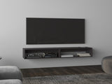 Eco 59" Floating Tv Stand with Two Rectangular Shelves Black Wengue B200P286947
