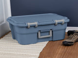 (2 pack) 14 Gallon Footlocker Storage Bin, Heavy Duty Plastic Storage Trunk Container, Lockable with 41842370