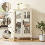 2 Doors Curio Cabinet with Tempered Glass Doors, Curio Cabinets with Mirrored Back Panel and W2275P178894