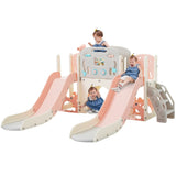 ZNTS Kids Slide Playset Structure 8 in 1, Freestanding Ocean Themed Set with Slide, Arch N710P176322H