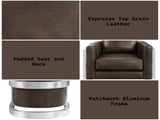 Betla Espresso Top Grain Leather & Aluminum Accent Chair B2726P457630