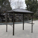 ZNTS Grill Hardtop Gazebo 6x8 FT- Outdoor Metal Hard Top Gazebo, Permanent BBQ Gazebo with Galvanized W419P276718