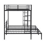 ZNTS Full over Twin&Twin Size Bunk Bed with Built-in Shelf, Black 81812527