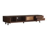 Mid Century Modern TV Stand for 80" TVs, Entertainment Center with Sliding Doors and Drawers, TV N710P257617P