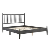 Mid-Century Modern Design Queen Platform Bed 1pc Gray Finish Wooden Bedroom Furniture Vertical Slats B011P211338