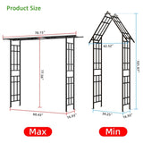 Metal Garden Arch with Adjustable Width W42.52''W78.15'' Climbing Plants Support Rose Arch Outdoor W1586P268885