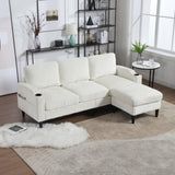UNITED WE WIN Sofa for three, solid wood frame, Chenille fabric, side pocket, with two cup holders, W1568142735