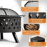 ZNTS 32IN Metal Fire Pit Black 36801333