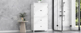 Bathroom Storage Cabinet, Cabinet with Two Doors and Drawers, Adjustable Shelf, MDF Board, White N725P188460K