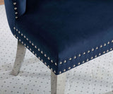 ZNTS Contemporary Blue Color Flannelette 2pcs Side Chairs Button-Tufted Upholstered Dining Chairs B011P208975