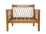 Outdoor Acacia Wood Club Chair with Handwoven Rope, Teak Finish N768P363953T