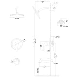 10" Round Rain Shower Head Systems with Waterfall Tub Spout, Matte black,Wall Mounted shower W1243134150