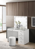 1pc Glam Contemporary Upholstered Round Swivel Vanity Stool Button Tufted Seat White B2741P322609