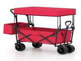 Foldable Utility Wagon,Adjustable Handle Outdoor Wagon, Puncture-Proof Wheels with Brakes, Removable 09225941