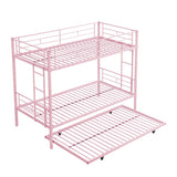 ZNTS METAL Bunk Bed with trundle Pink W311P256413