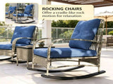Gray 3-Piece Wicker Patio Set Outdoor PE Rattan Rocking Chairs with Coffee Table & Cushions for 31265320