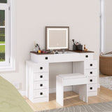 Vanity Desk with Dimmable LED Light with 10 Drawers, Makeup Table with Flip Up Mirror for W760P206128