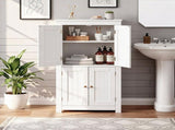 White MDF with vertical stripes, 60*30*110cm, 4-door bathroom vanity 31144451