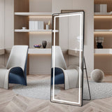 64 inch x 21 inch full-length vertical mirror with LED light, illuminated floor mirror with bracket, W2709P305306