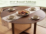 37.5" Round Dining Table for 2-4 People, Mid-Century Modern Kitchen Table with PE Rattan & Rubber 46001682