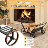Mobile Firewood Storage Rack - 110 lbs Capacity Steel Frame, 5" Wheels 33307865