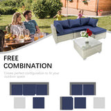 ZNTS Patio Furniture Set 5 Pieces Wicker Outdoor Conversation Set All-Weather Sectional Patio Sofa with 26288286