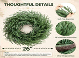 26 Inch Artificial Christmas Wreath with Natural Vine Base, Green 95160947