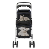 ZNTS Pet Stroller for 2 Dogs and Cats, Double 4 Wheel Cat Pet Carriers Bag Jogger for Small Medium Pets, 11499507