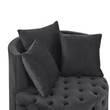 ZNTS Velvet Upholstered Swivel Chair for Living Room, with Button Tufted Design and Movable Wheels, W48790917