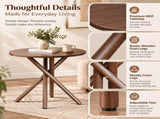 Modern Round Side Table Crossed Metal Legs, 23.6" Small Accent Table, Mid-Century End Table 48129636