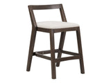 Jasper Indoor Rubberwood Barstool, Dark Brown Finished and Beige Upholstery, Set of 2 N775P336213D
