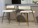 (SET of 2) 26'' Counter height bar stools Corduroy kitchen island counter bar stool with back,golden 25086377