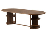 70.9" Oval Dining Table for 6 People, Fluted Panel Legs with 2 Side Open Storage Shelves, MDF 82595714