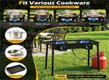 2 Burner Propane Stove 160000 BTU Black Metal Outdoor Propane Burner Stove Adjustable Heat 50414687