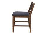 Arno Indoor Upholstered Wooden Counter Stool, Walnut Finish with Charcoal Upholstery and Black Rope, N775P366302B